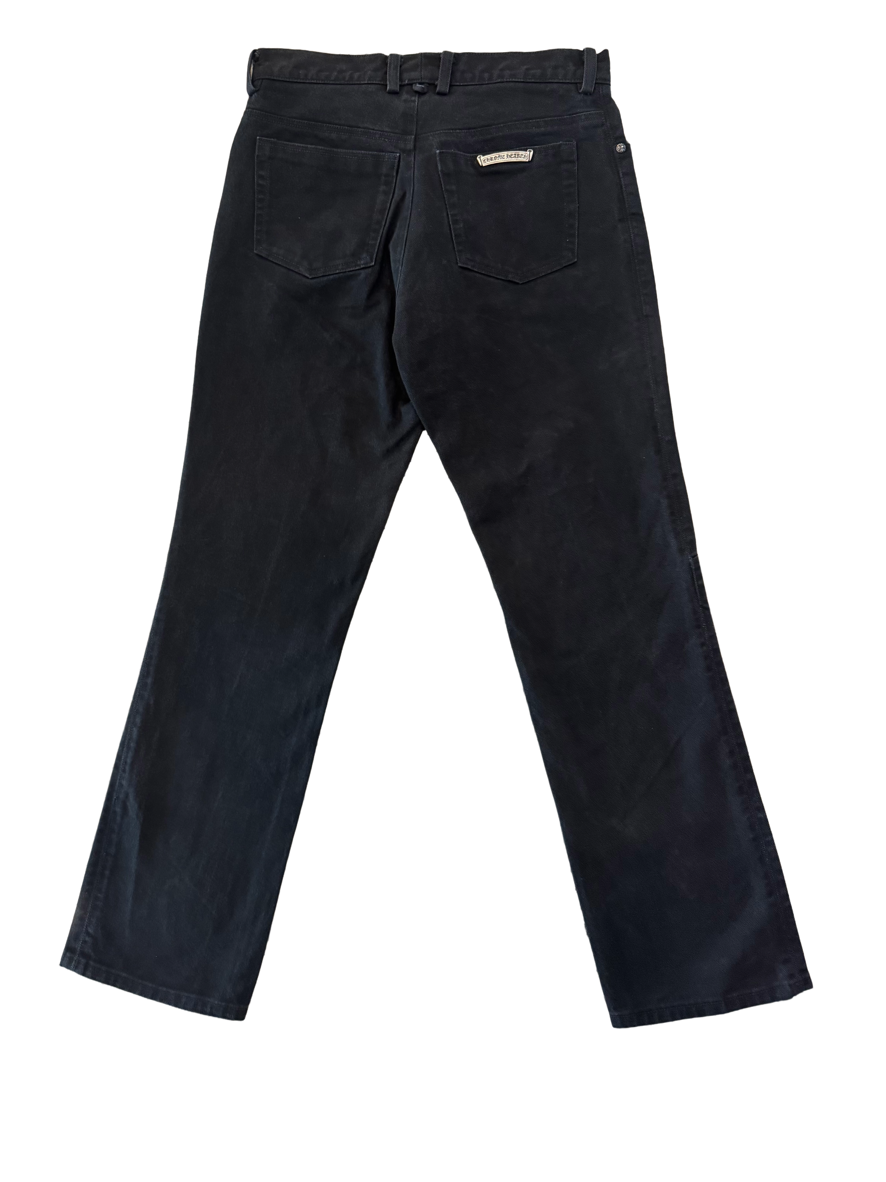 Chrome Hearts Vintage Fleur Knee Silver Plus Cross Denim Jeans
