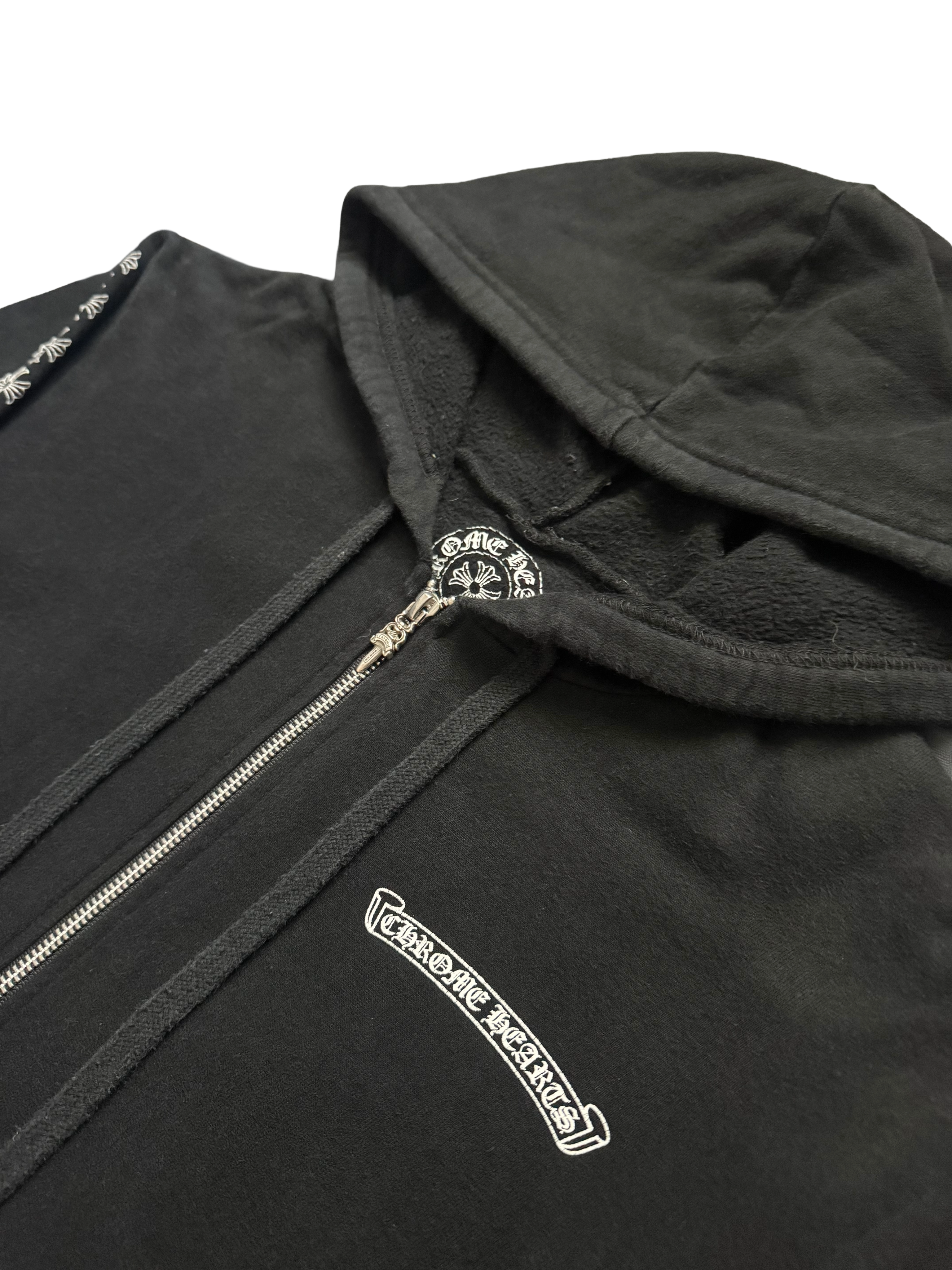 RARE Vintage Chrome Hearts Black Plus Cross sleeve Zip-up