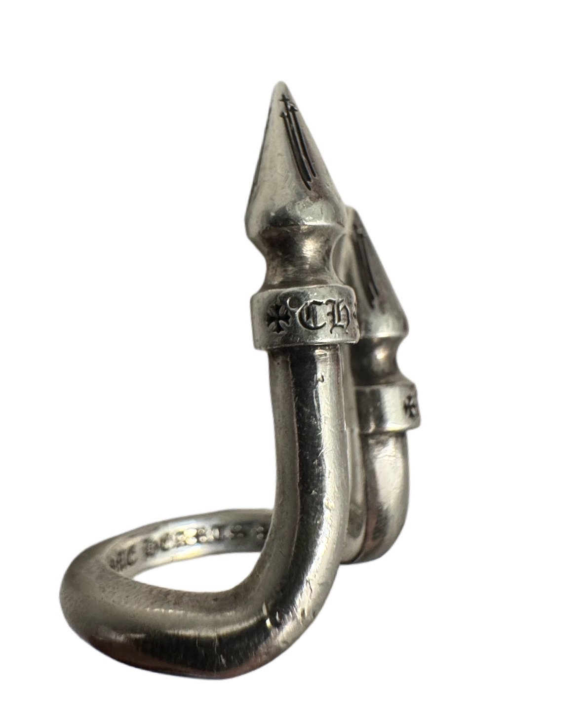Chrome Hearts Silver Double Spike ring