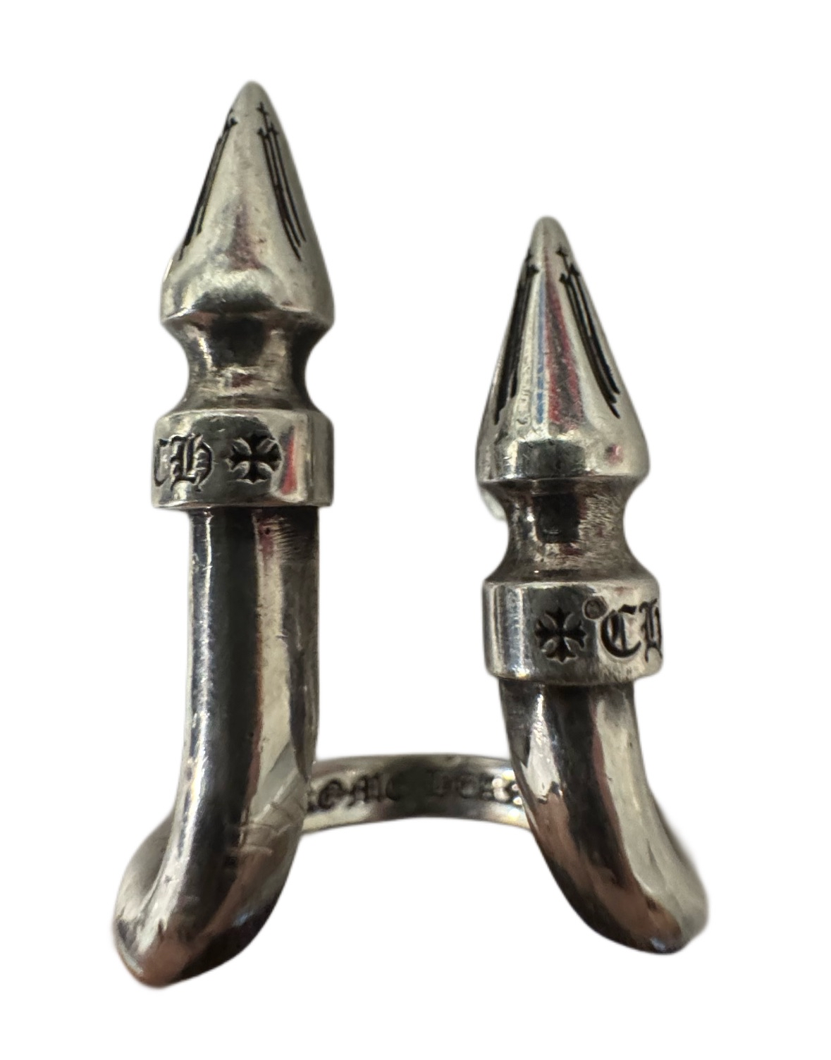 Chrome Hearts Silver Double Spike ring