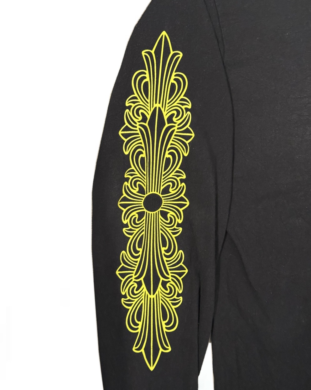 Chrome Hearts Black/Lime Eyechart with Floral Long sleeve shirt