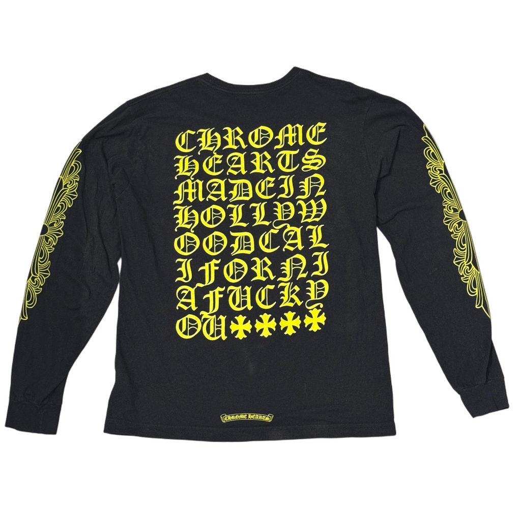 Chrome Hearts Black/Lime Eyechart with Floral Long sleeve shirt