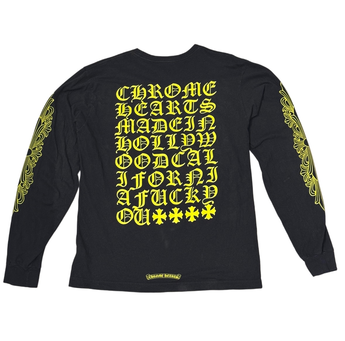Chrome Hearts Black/Lime Eyechart with Floral Long sleeve shirt