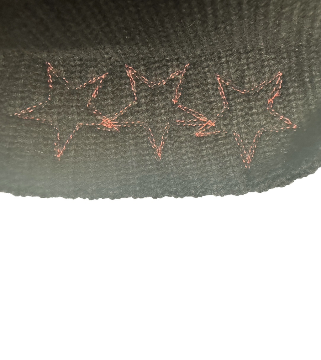 Chrome Hearts Black Cashmere Beanie with Triple Red Leather Star Patches