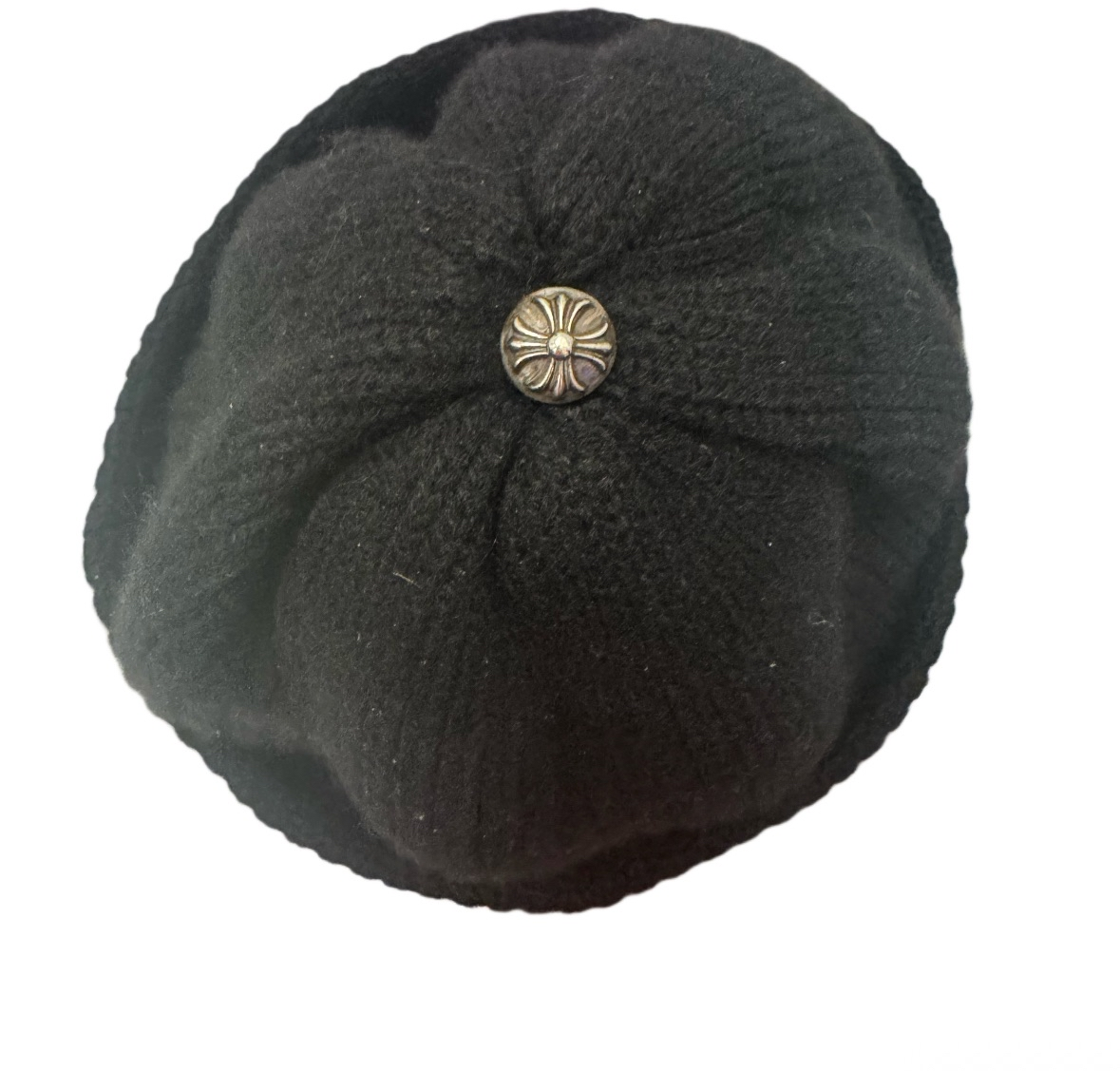 Chrome Hearts Black Cashmere Beanie with Triple Red Leather Star Patches