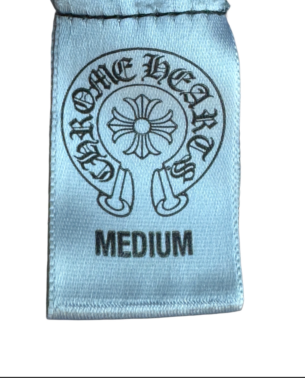 Vintage Chrome hearts Black Crewneck Pullover with Teal Leather Plus Patch and Silver scroll