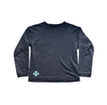 Vintage Chrome hearts Black Crewneck Pullover with Teal Leather Plus Patch and Silver scroll