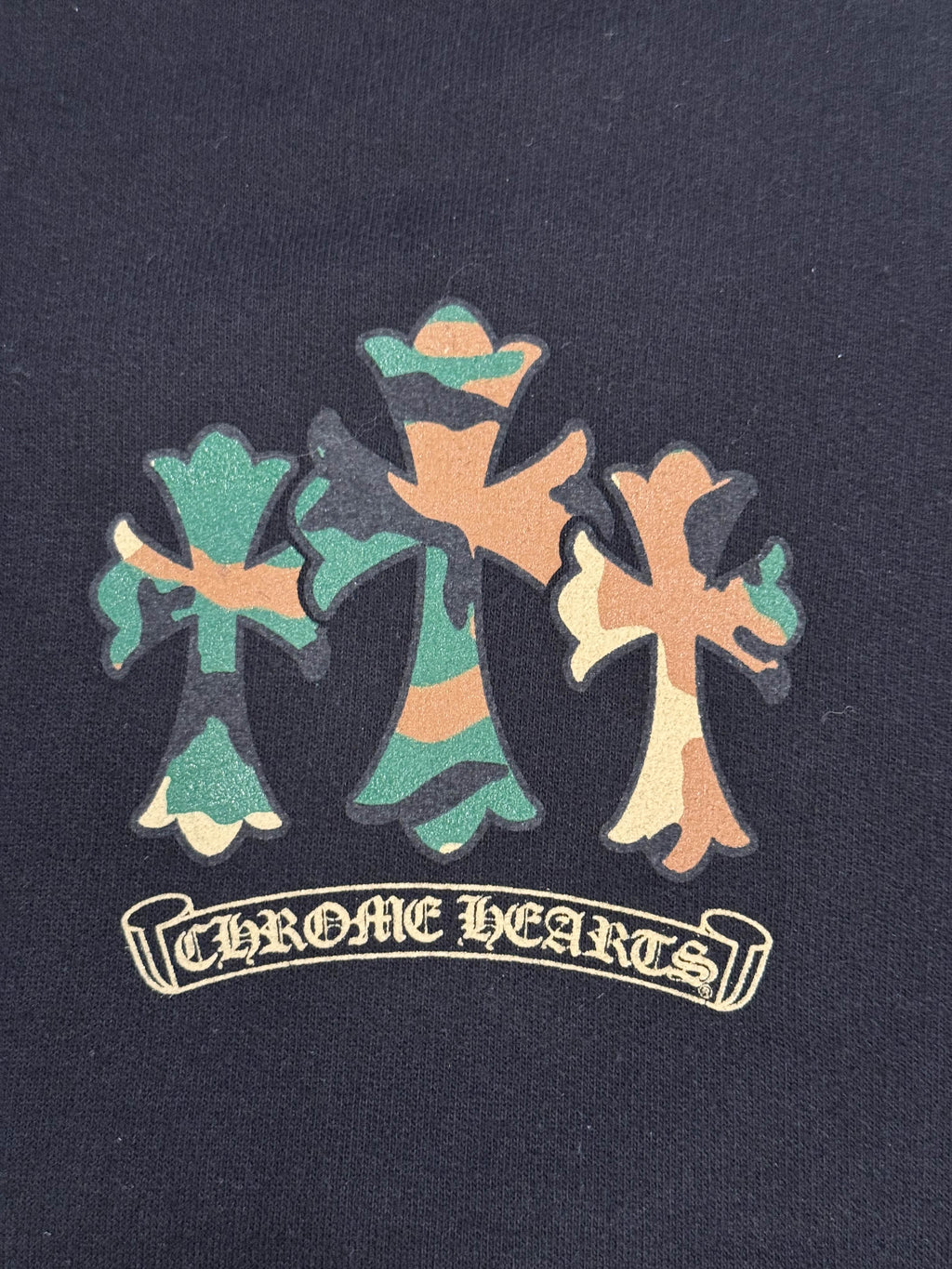 Chrome Hearts Black Hoodie with Camo Prints