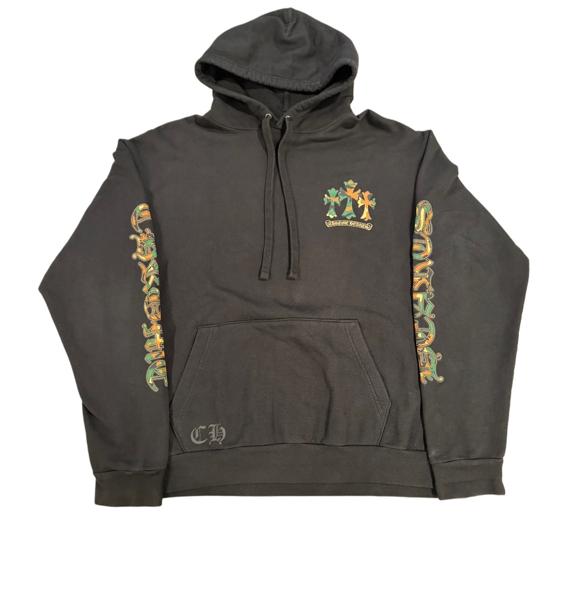 Chrome Hearts Black Hoodie with Camo Prints