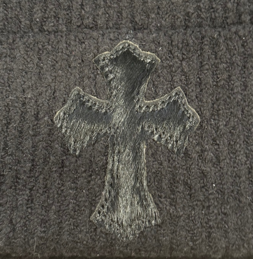 Chrome Hearts Black Cashmere Beanie with Black Pony-hair Cross patch