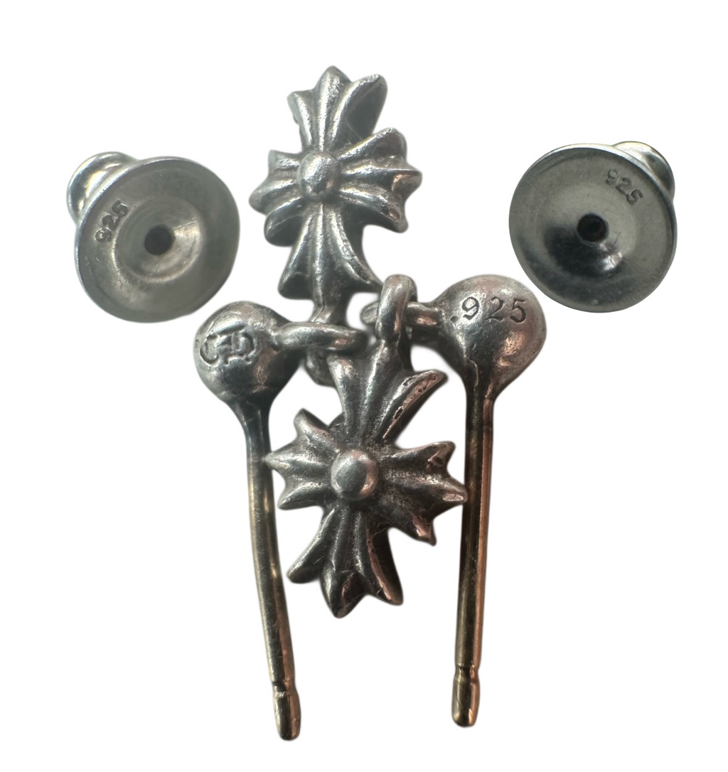 Chrome hearts Tiny E Cross Single Drop Earring SET