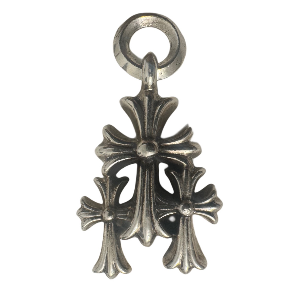Chrome Hearts Mini Triple Cross Cemetery Silver Pendant