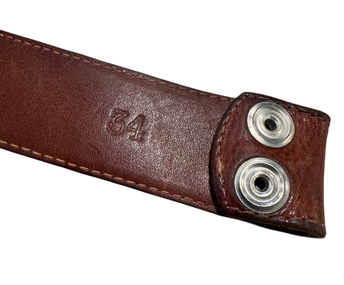 Chrome Hearts Silver Cemetery Belt Buckle with RARE Chrome Hearts Vintage Brown Belt strap