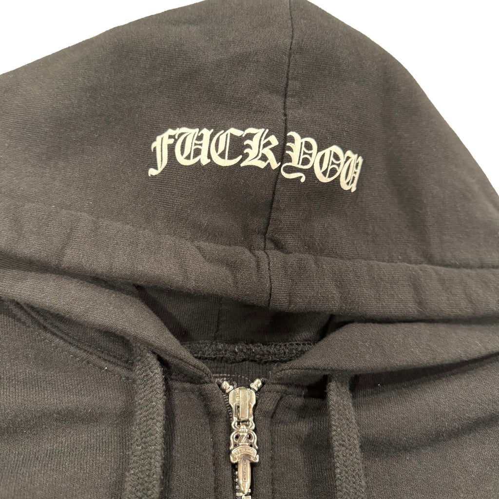 Chrome Hearts Black Thermal-Lined Zip up with white Horse-shoe print