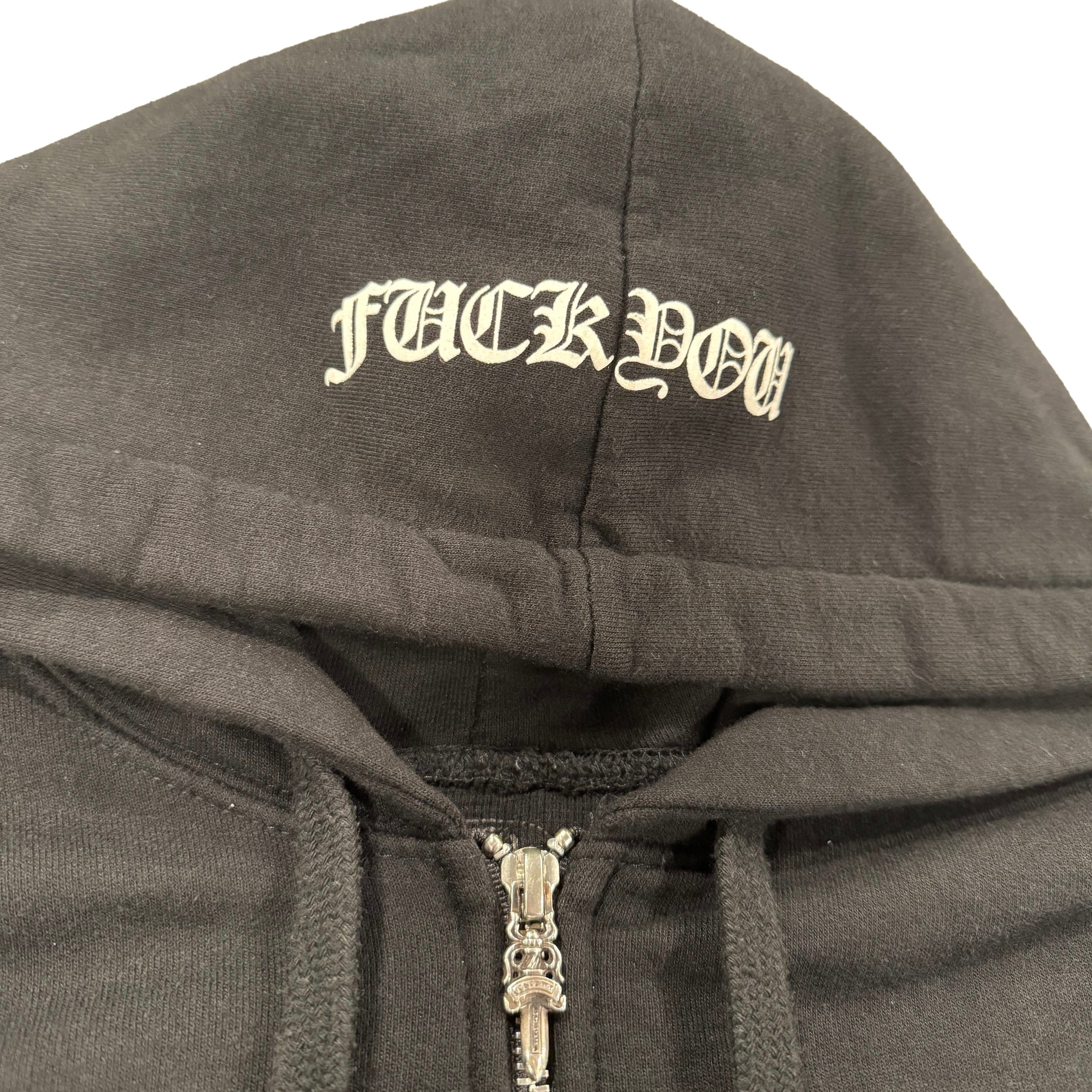 Chrome Hearts Black Thermal-Lined Zip up with white Horse-shoe print
