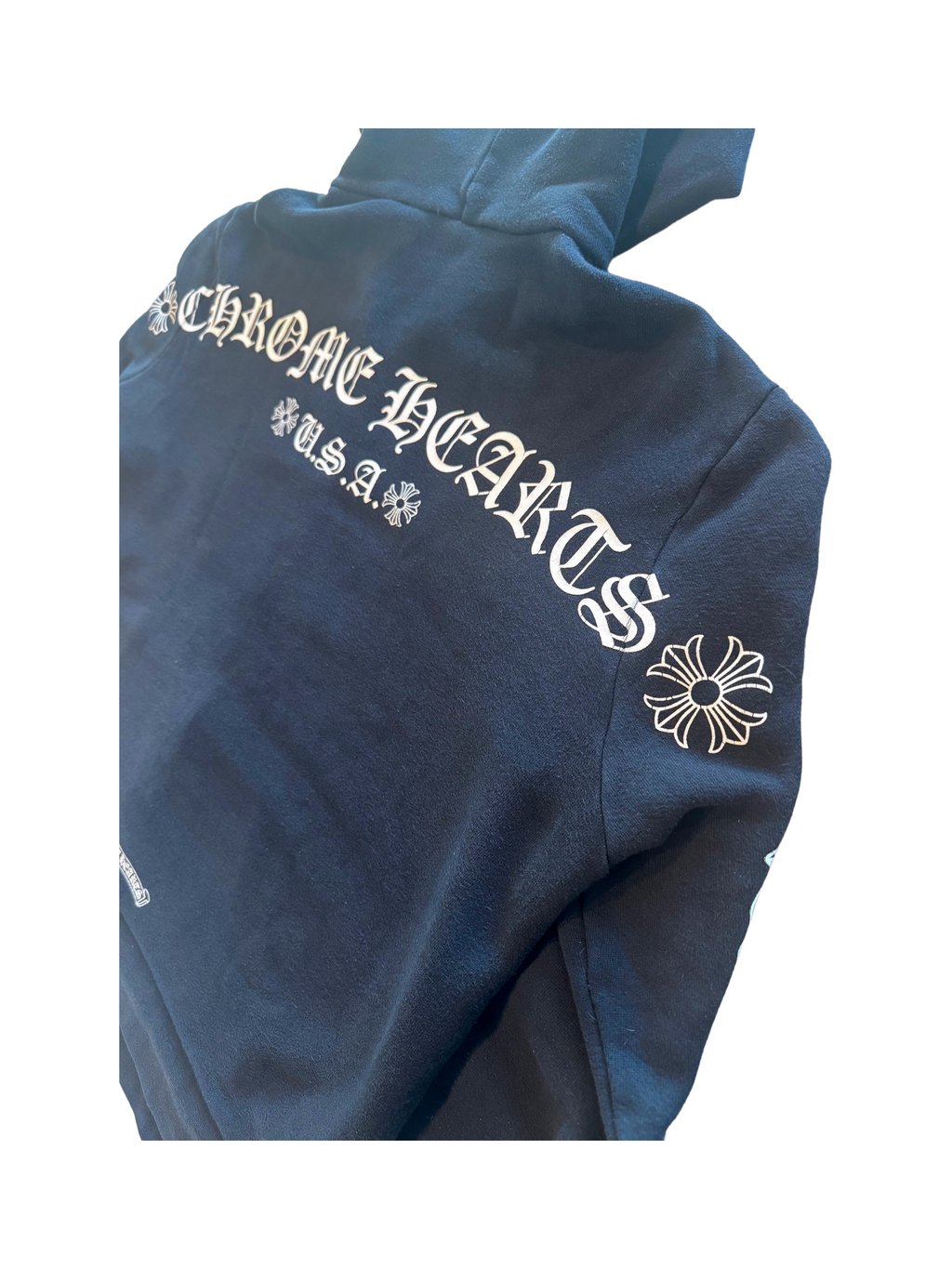 VINTAGE Chrome Hearts Black floral zip-up Hoodie