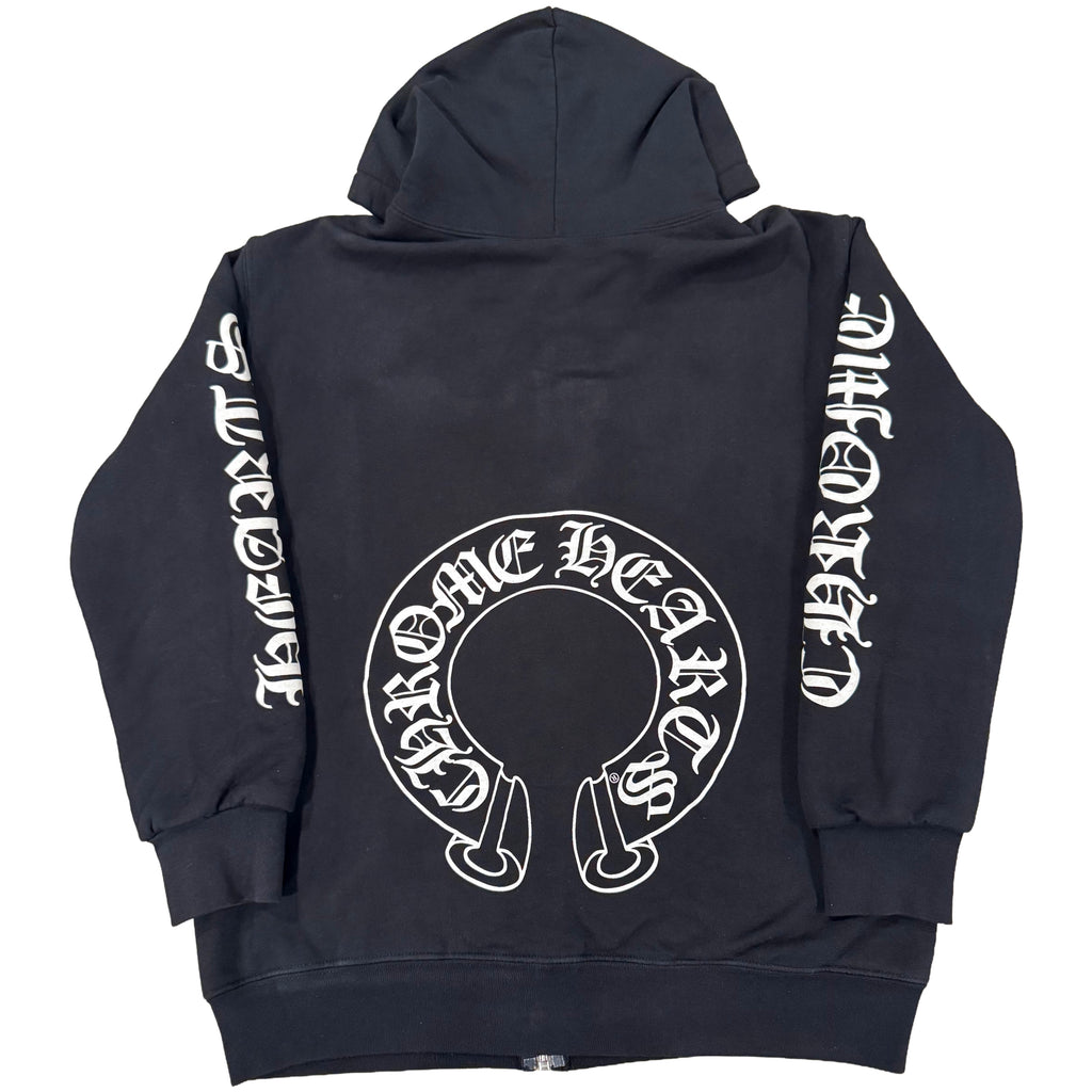 Chrome Hearts Black Thermal-Lined Zip up with white Horse-shoe print
