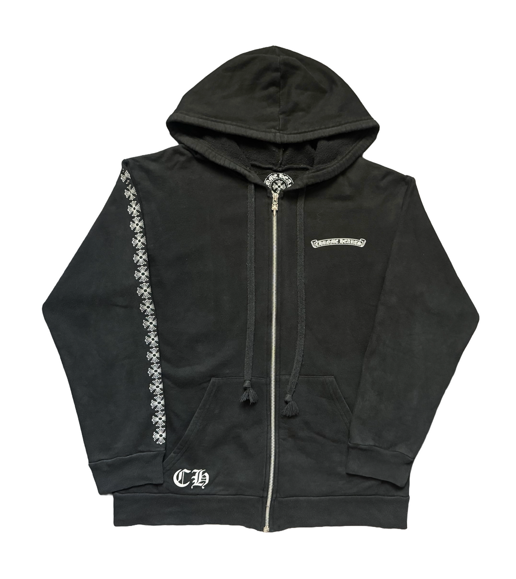 RARE Vintage Chrome Hearts Black Plus Cross sleeve Zip-up